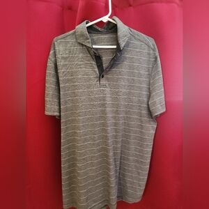 Lululemon Athletica Gray Striped Polo Shirt